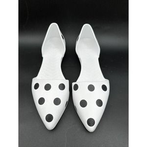Native Audrey Women's D'Orsay White Black Polka Dot Point Toe Flats Shoes Size 7